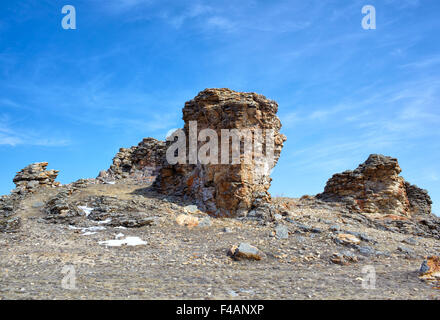 Rochers moelleux près du lac Baikal Banque D'Images