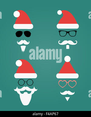 Santa Klaus fashion style hipster silhouette Banque D'Images