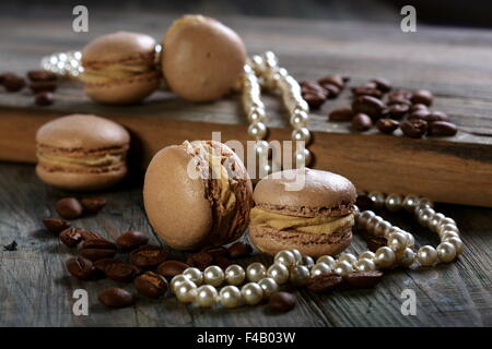 Gâteaux aux amandes, grains de café et de perle. Banque D'Images