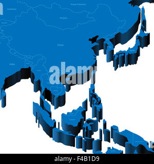 3d de la carte d'Asie du Sud-Est Banque D'Images