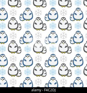 Penguin et transparente Motif flocon Illustration de Vecteur