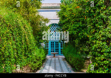 Jardin du xixe siècle Palais Bahia, site du patrimoine mondial de l'UNESCO. Marrakech, Maroc. Banque D'Images