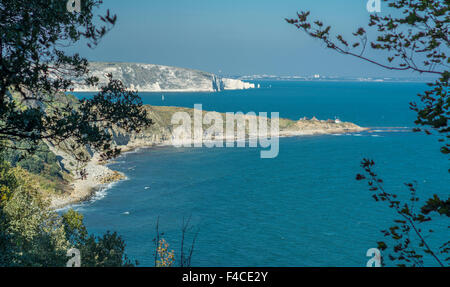 Vue de littoral à tête Durlston, Swanage, Dorset, UK. Prise le 2 octobre 2015. Banque D'Images