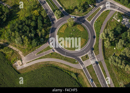 Vue aérienne de rond-point dans la ville de Wroclaw Banque D'Images