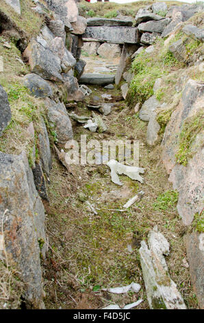 Au Canada, le Nunavut, Cape Dorset. Le parc territorial de l'Mallikjuag, site archéologique de la Thule (Tuniit, Culture de Dorset) ruines habitation thuléenne. Banque D'Images