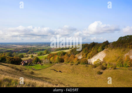 Paysage d'automne avec la vallée de York (vue de dessus de la pittoresque vallée de Thixendale sur le Yorkshire Wolds. Banque D'Images