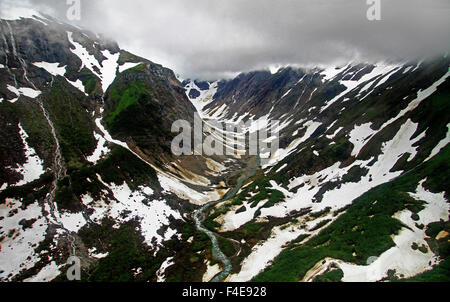 Vue aérienne de la forêt nationale de Tongass à Juneau, en Alaska, sur le chemin du Glacier de Mendenhall Banque D'Images