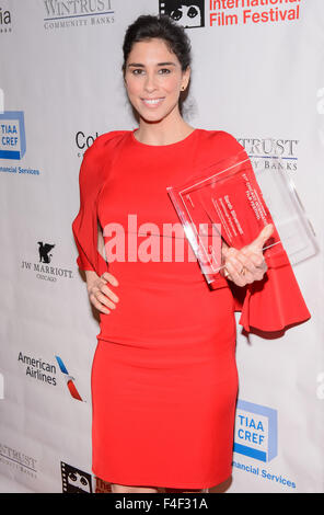 Chicago, USA. 16 octobre, 2015. Sarah Silverman assiste à un tapis rouge au cours de l'année 2015 Chicago International Film Festival à AMC River East 21 le 16 octobre 2015. Crédit : Daniel Boczarski/Alamy Live News Banque D'Images
