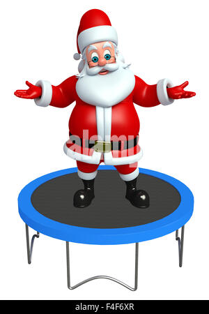 Rendu 3d illustration du père Noël avec trampoline jumping bed Banque D'Images