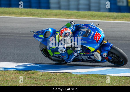 Circuit du Grand Prix de Phillip Island, en Australie. Samedi, 16 octobre, 2015. Circuit du Grand Prix de Phillip Island, en Australie. Les qualifications. Maverick Viñales, ECSTAR L'équipe Suzuki MotoGP. 6ème place. Credit : Russell Hunter/Alamy Live News Banque D'Images