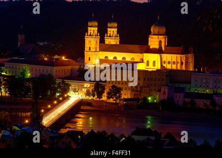 Passau, River Inn, Cathédrale St Stephan, Thuringe, Bavière, Allemagne, Europe, Banque D'Images