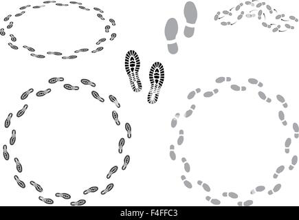 Vector illustration d'empreintes de pas et en rond Illustration de Vecteur