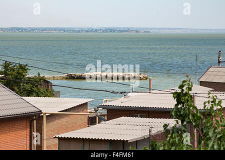 Vue de la baie de la ville de Taganrog, mer d'Azov. Banque D'Images