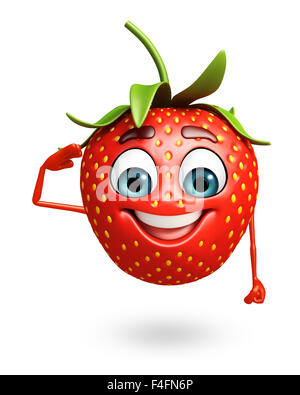 Rendu 3d illustration du personnage de fraise Banque D'Images