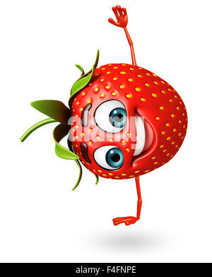 Rendu 3d illustration du personnage de fraise Banque D'Images