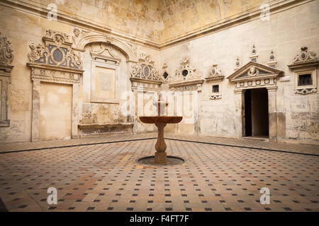 Détail d'une vieille fontaine à l'intérieur de la Cathédrale de Séville - Andalousie, Espagne Banque D'Images