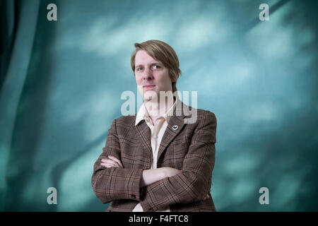 Owen Hatherley, l'écrivain et journaliste britannique, à l'Edinburgh International Book Festival 2015. Banque D'Images