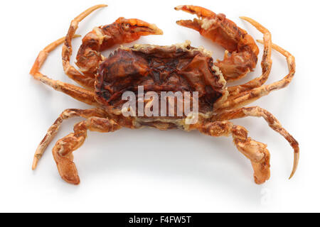 De crabe blanc frit isolé sur fond blanc Banque D'Images