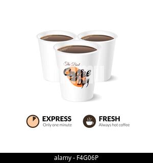 Tasse à café jetable isolé sur fond blanc Illustration de Vecteur