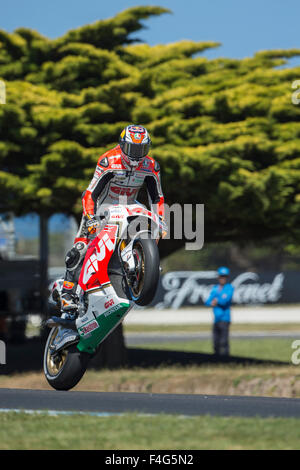 Dimanche, 18 octobre, 2015. Circuit du Grand Prix de Phillip Island, en Australie. Réchauffer. LCR Honda MotoGP Team, Jack Miller. Banque D'Images