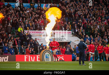 Le stade de Twickenham, London, UK. 17 octobre, 2015. L'Afrique du Sud v Pays de Galles au premier trimestre dernier match. Banque D'Images