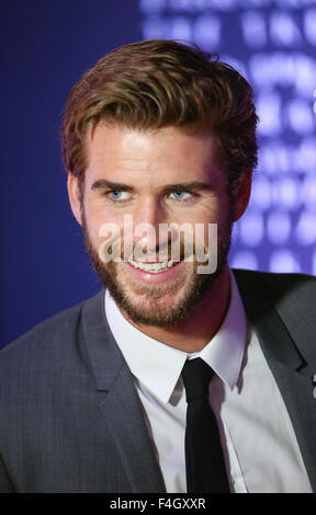 La couturière à Liam Hemsworth premiere à Melbourne, Australie, 18 octobre 2015. Banque D'Images