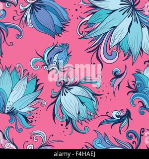 Contexte de création homogène avec des croquis d'ornement fleurs en forme de lys Illustration de Vecteur