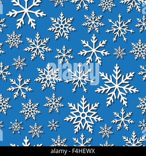 Transparente avec motif vecteur flocons de papier sur fond bleu Illustration de Vecteur