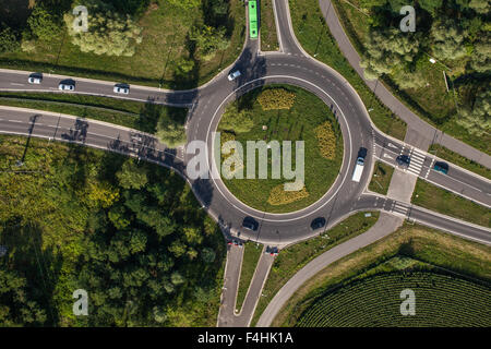 Vue aérienne de rond-point dans la ville de Wroclaw Banque D'Images