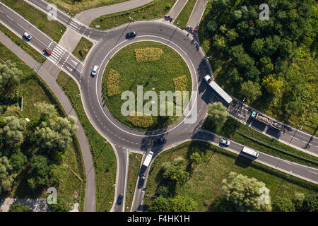 Vue aérienne de rond-point dans la ville de Wroclaw Banque D'Images