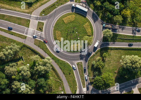 Vue aérienne de rond-point dans la ville de Wroclaw Banque D'Images