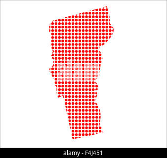 Une carte de l'état du Vermont créé à partir d'une série de points rouges sur fond blanc Banque D'Images