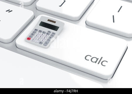 Renderng 3d de calculateur sur le clavier de l'ordinateur. Concept de calcul Banque D'Images