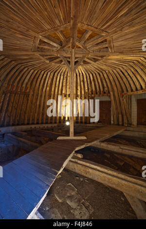 À l'intérieur de la structure du toit de la chapelle au Château de Chambord montrant restauration en cours, Loir-et-Cher, Centre, France Banque D'Images