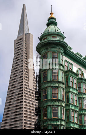 La Transamerica Pyramid et Francis Coppola Building, San Francisco, California, USA Banque D'Images