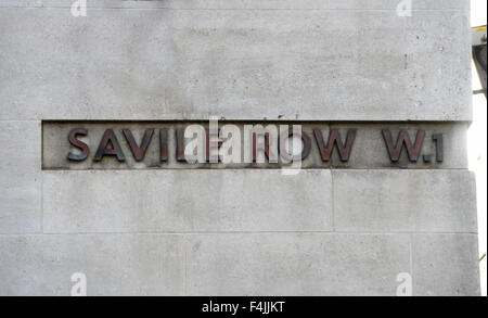 Plaque de rue Savile Row, Londres, Angleterre, Royaume-Uni Banque D'Images