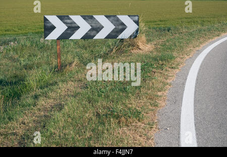 panneau de signalisation de courbe Banque D'Images