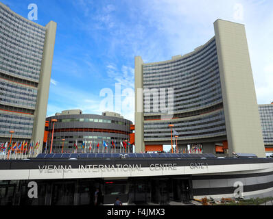Bâtiment de l'Organisation des Nations Unies, le Centre international de Vienne, Vienne, Autriche. Banque D'Images