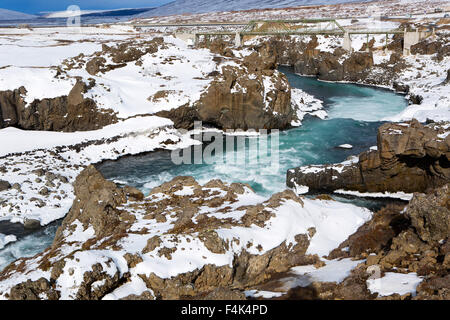 Godafoss cascade en Islande, printemps Banque D'Images