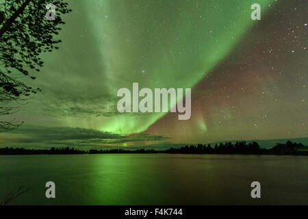 Northern Lights - Nellim, le lac Inari, Finlande Banque D'Images