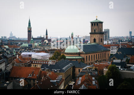 Vue depuis la tour ronde de Copenhague, Danemark. Banque D'Images