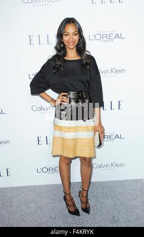 Los Angeles, CA, USA. 19 Oct, 2015. Zoe Saldana aux arrivées pour 2015 femmes ELLE à Hollywood Awards, le Four Seasons Hotel Los Angeles, Los Angeles, CA, 19 octobre 2015. Credit : Elizabeth Goodenough/Everett Collection/Alamy Live News Banque D'Images