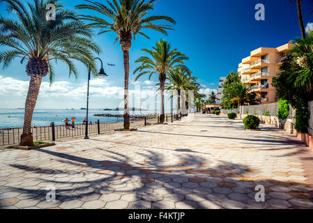 Vue d'Ibiza mer. Espagne Banque D'Images