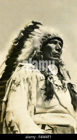 Stoney Native American Indian Chief, Canada Banque D'Images