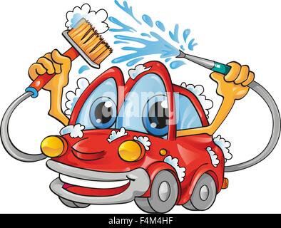 dessin animé de lavage de voiture. isolé sur fond blanc Illustration de Vecteur