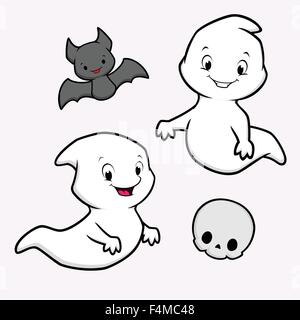 Vector illustration of funny cartoon thème ghost Illustration de Vecteur