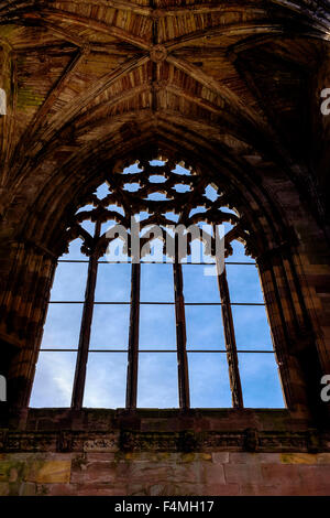 Dans la fenêtre détail abbaye de Melrose, Melrose. Scottish Borders Banque D'Images