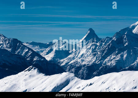 Alpes valaisannes avec le Mont Cervin, vu de Belalp, Suisse (canton du Valais) Banque D'Images