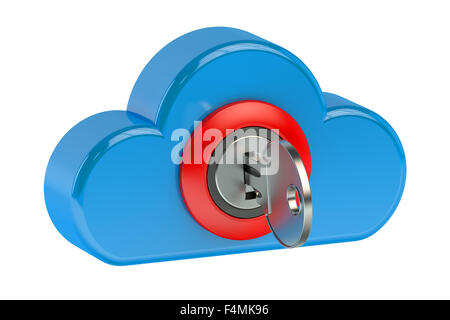 Cloud computing security concept isolé sur fond blanc Banque D'Images