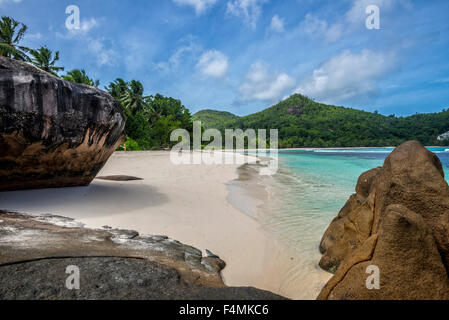 Baie Lazare, l'île de Mahé, aux Seychelles. Banque D'Images